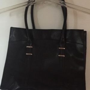 Black Leather Tote Bag